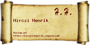 Hirczi Henrik névjegykártya